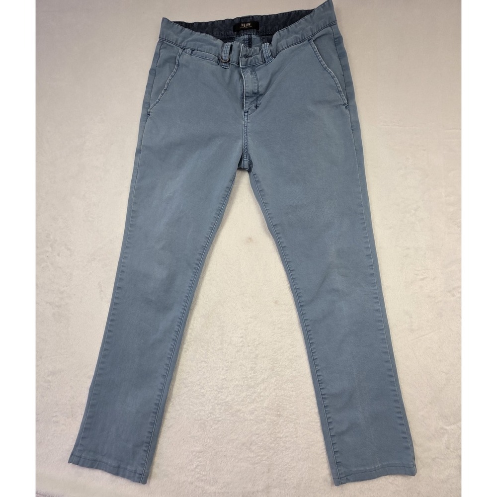 NEUW Mens Chino Pants W30 L32 Blue Slim Straight Casual Stretch Cotton
